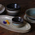 mixture of blue black and sand tableware
